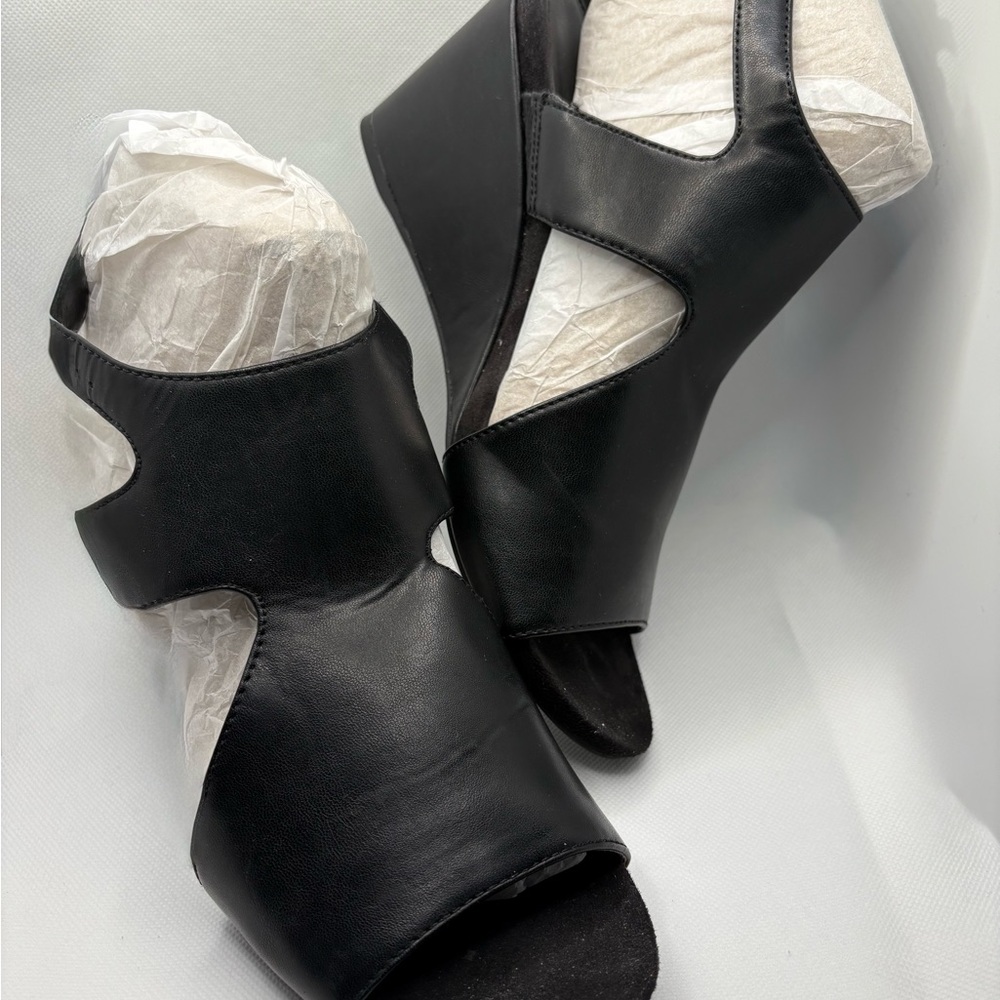 Black Wedge Sandals - Picture 3 of 5